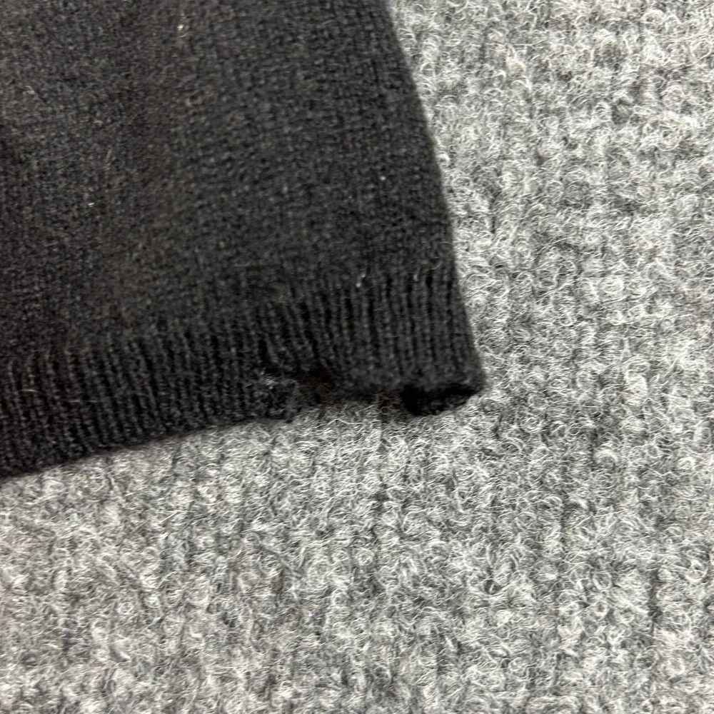 100% Cashmere Scarf Black Solid Knit Luxury Winter Wrap Unisex 78x21